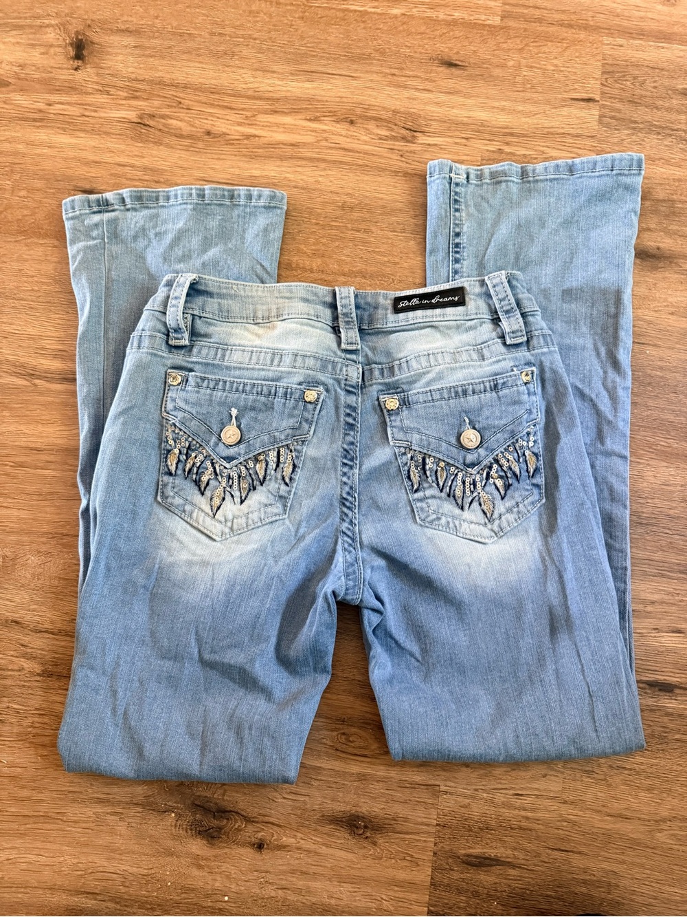 Light Blue Stella Embellished Back-Pocket Women's Jeans